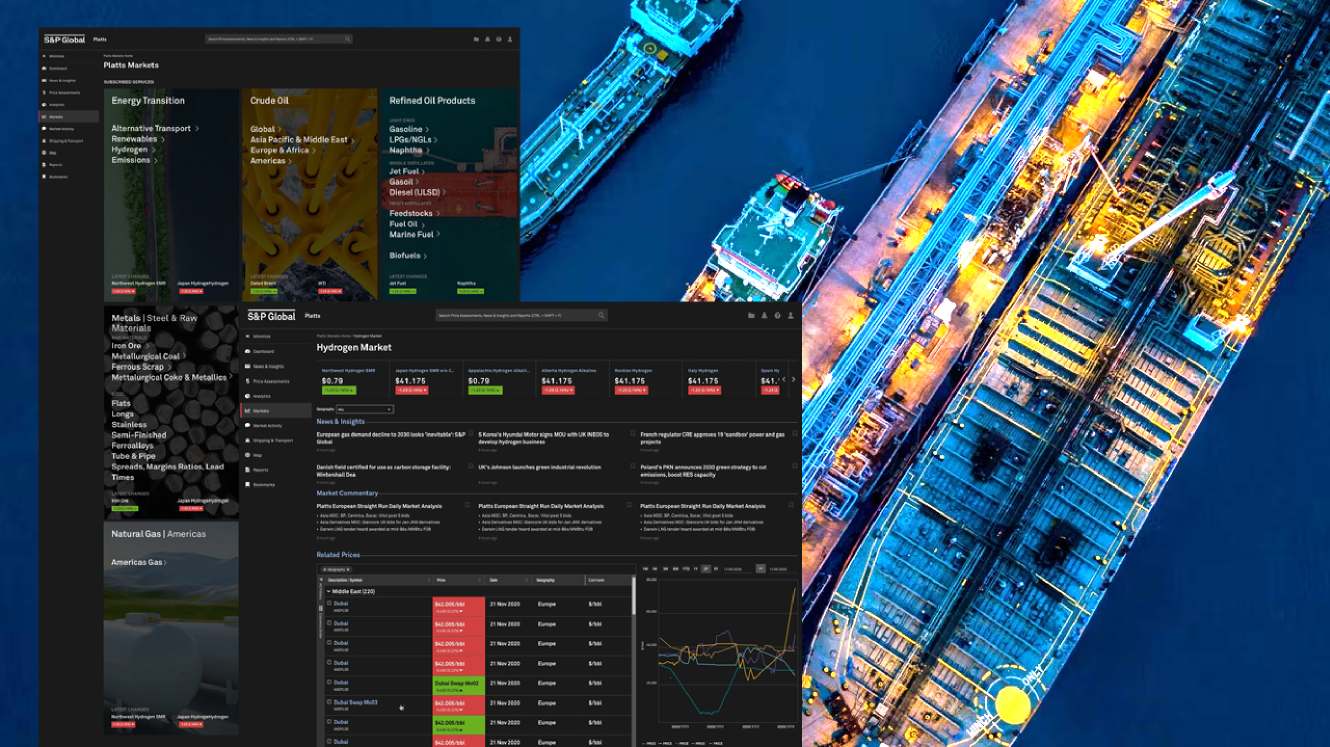 The relaunched Platts platform across desktop and mobile