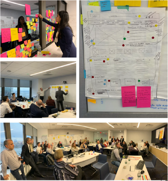 Design thinking workshops and whiteboard sitemap